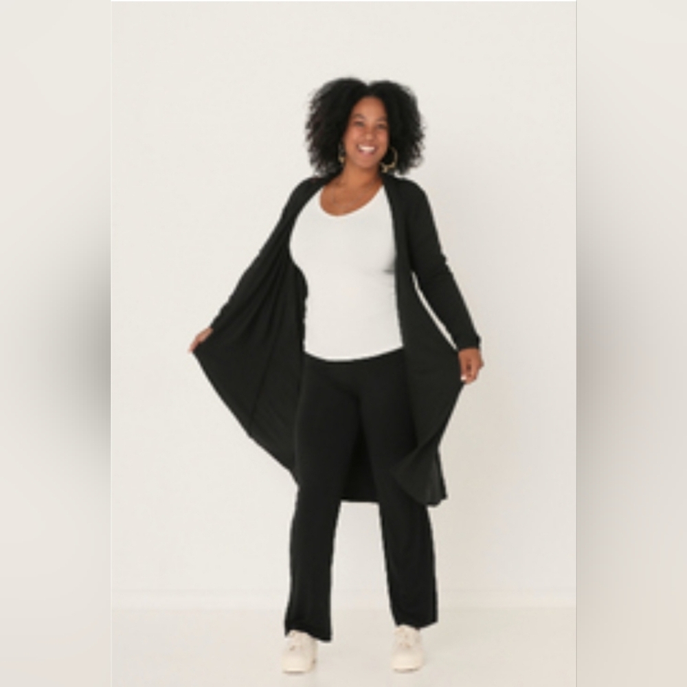 BODYPEACE Byron Bay Australia Black Open Cardigan 92% bamboo 8% spandex - Picture 4 of 8